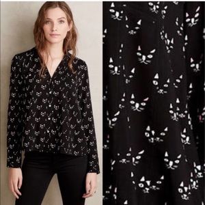 Anthropologie Maeve Cat 🐈 Blouse Size 6